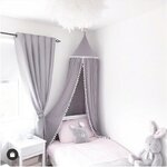 Ciel de Lit Bébé | Gris avec Pompons
