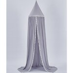 Ciel de Lit Bébé | Gris avec Pomponsfond blanc