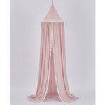 Ciel de Lit Bébé | Rose avec pompons fond blanc