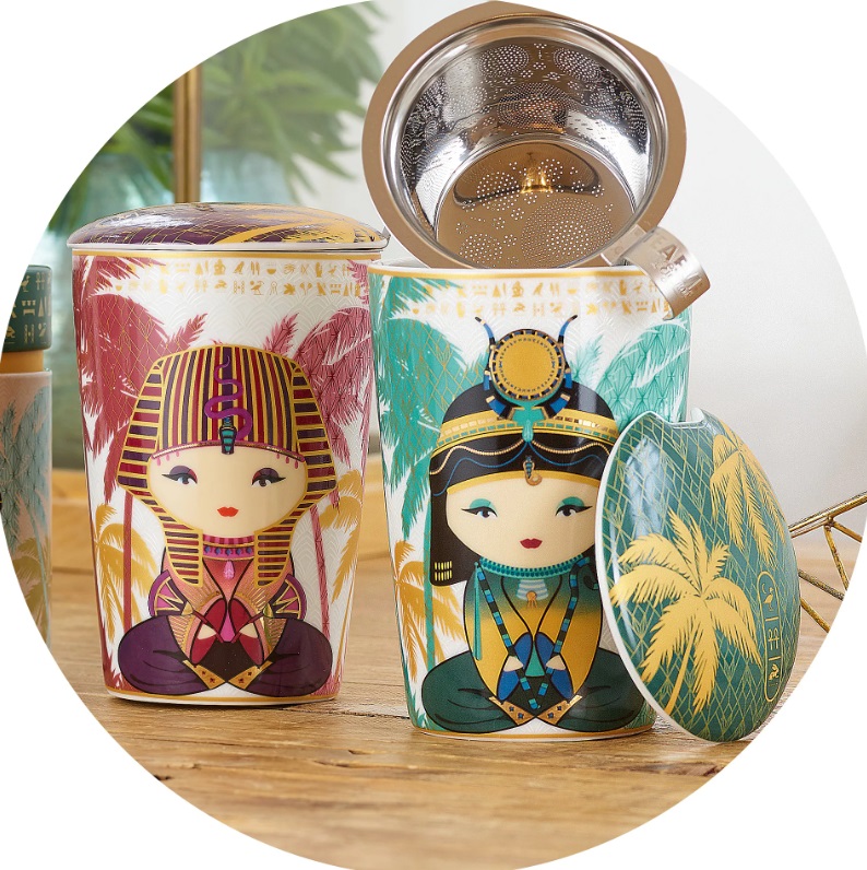 Tisanière New Little Geisha Rose porcelaine double paroi avec