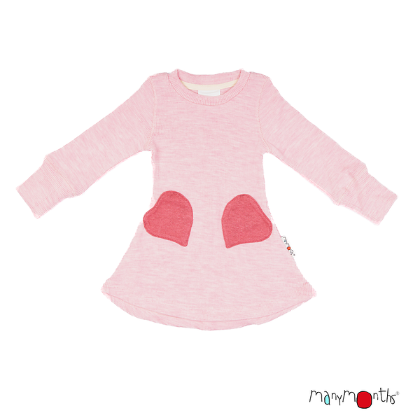 Robe poches coeur en laine ManyMonths - coloris 2021 Stork Pink