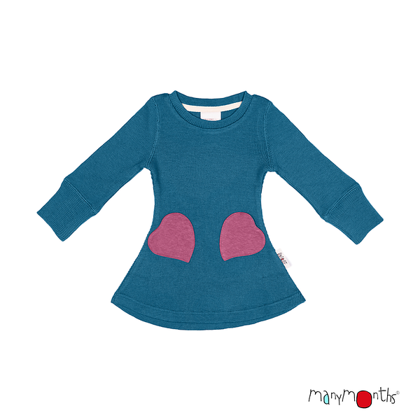 Robe poches coeur en laine ManyMonths - coloris 2021 Mykonos Waters