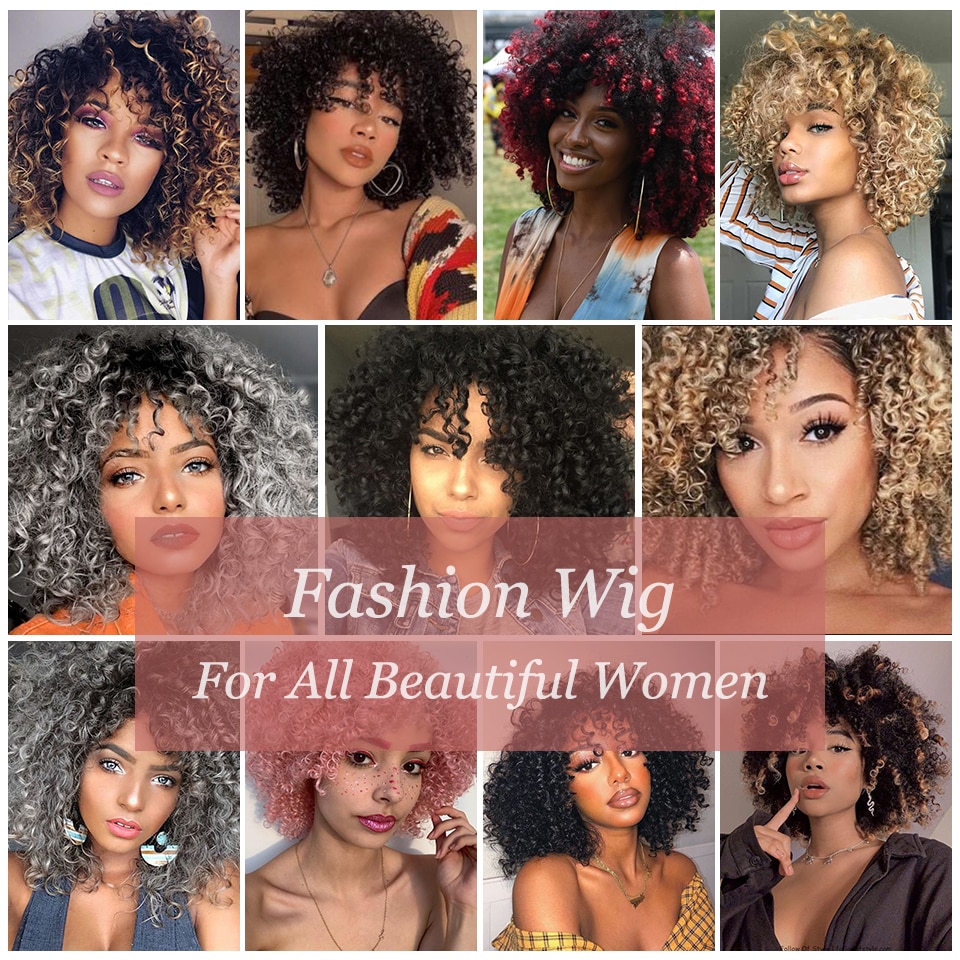 Perruque synthétique Afro crépus bouclés résistants à la chaleur - Perruque  semi naturelle - babytash-fashion