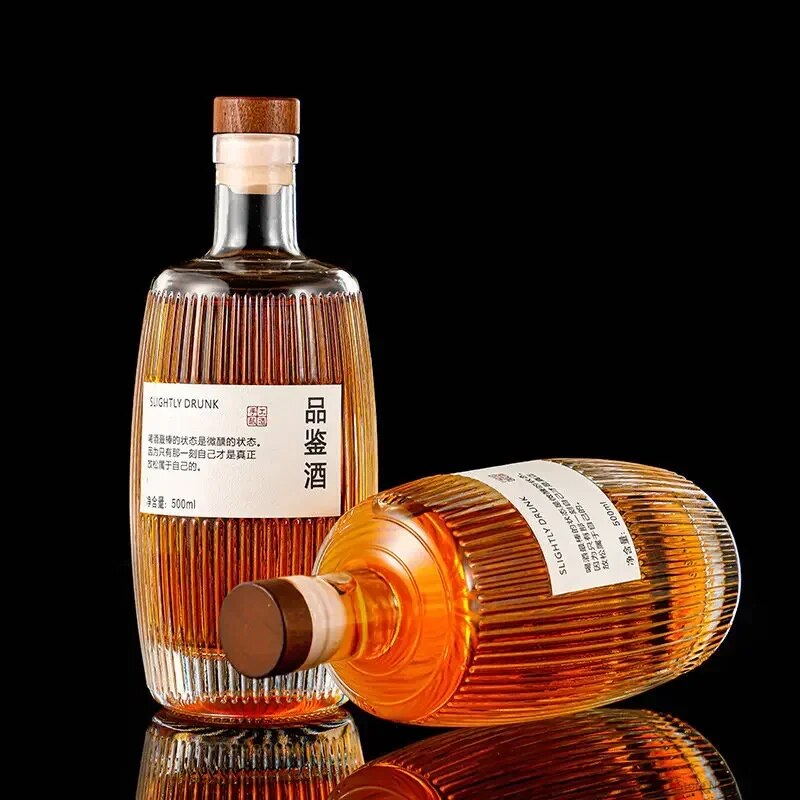 Carafe-whisky-en-forme-de-tonneau-bouteille-de-vin-rayures-verticales-bouteille-fran-aise-ou-en