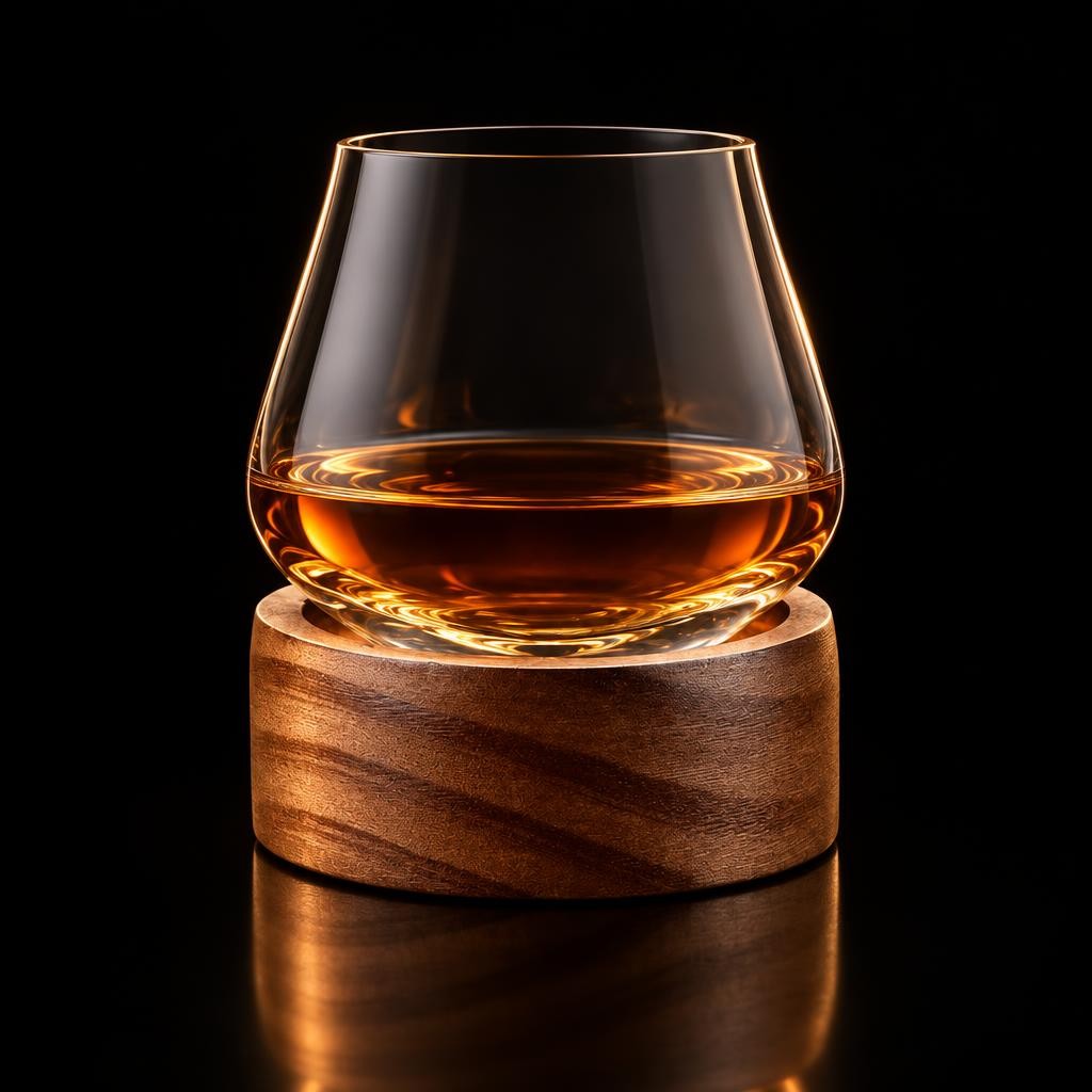 Verre à whisky - socle en bois