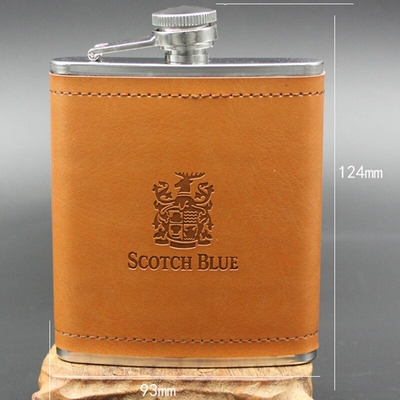 Flacon-de-7oz-en-cuir-et-acier-inoxydable-bouteille-de-vin-Wisky-marron-bouteille-de-Whisky
