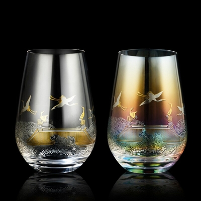Verre-vin-en-cristal-de-qualit-de-collection-de-style-chinois-or-argent-grue-br-lante