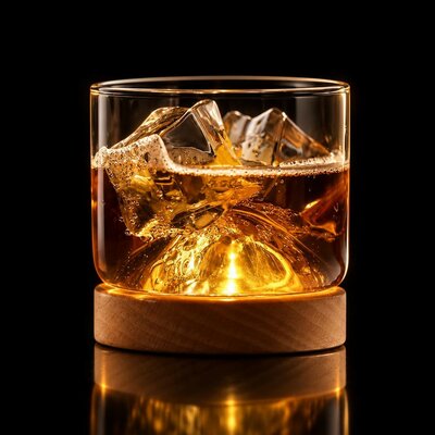 verre-a-whisky-montagne-bois-fond-noir