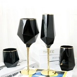 Verre-vin-en-cristal-noir-pur-Golden-Edge-gobelet-l-ger-mod-le-irr-gulier-de