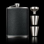 flasque-alcool-cuir-noir-fond-noir