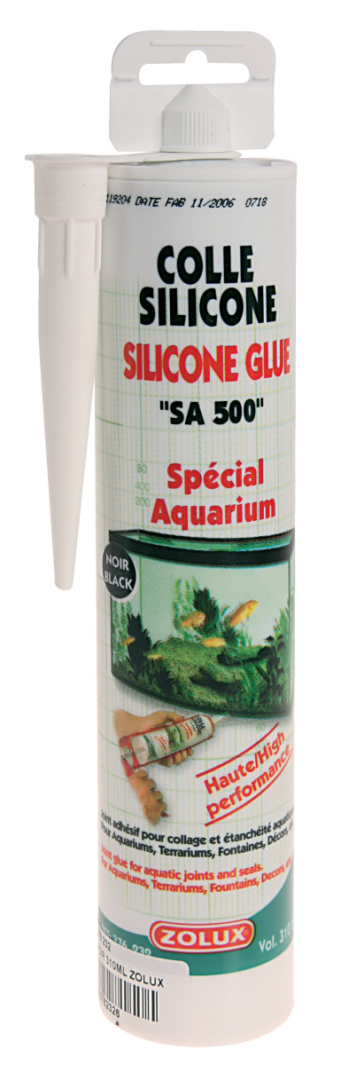 ZOLUX SA 500 Colle Silicone Noire 310 ml pour collage d\'aquarium en verre