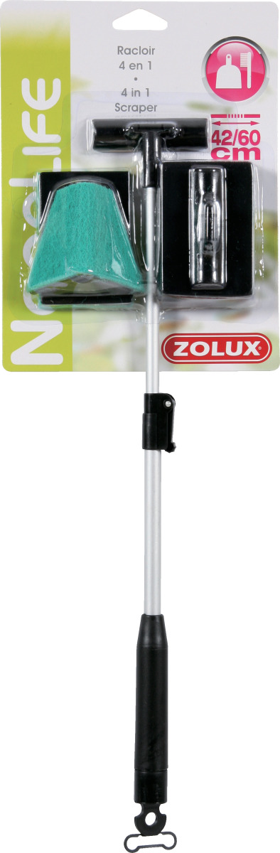ZOLUX Nanolife Racloir 4 en 1 avec manche télescopique de 42 à 60 cm
