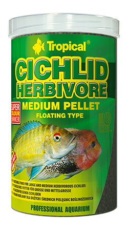 TROPICAL Cichlid Herbivore Medium Pellet 5L nourriture végétale avec Spirulina pour cichlidés herbivore de moyenne et grande taille