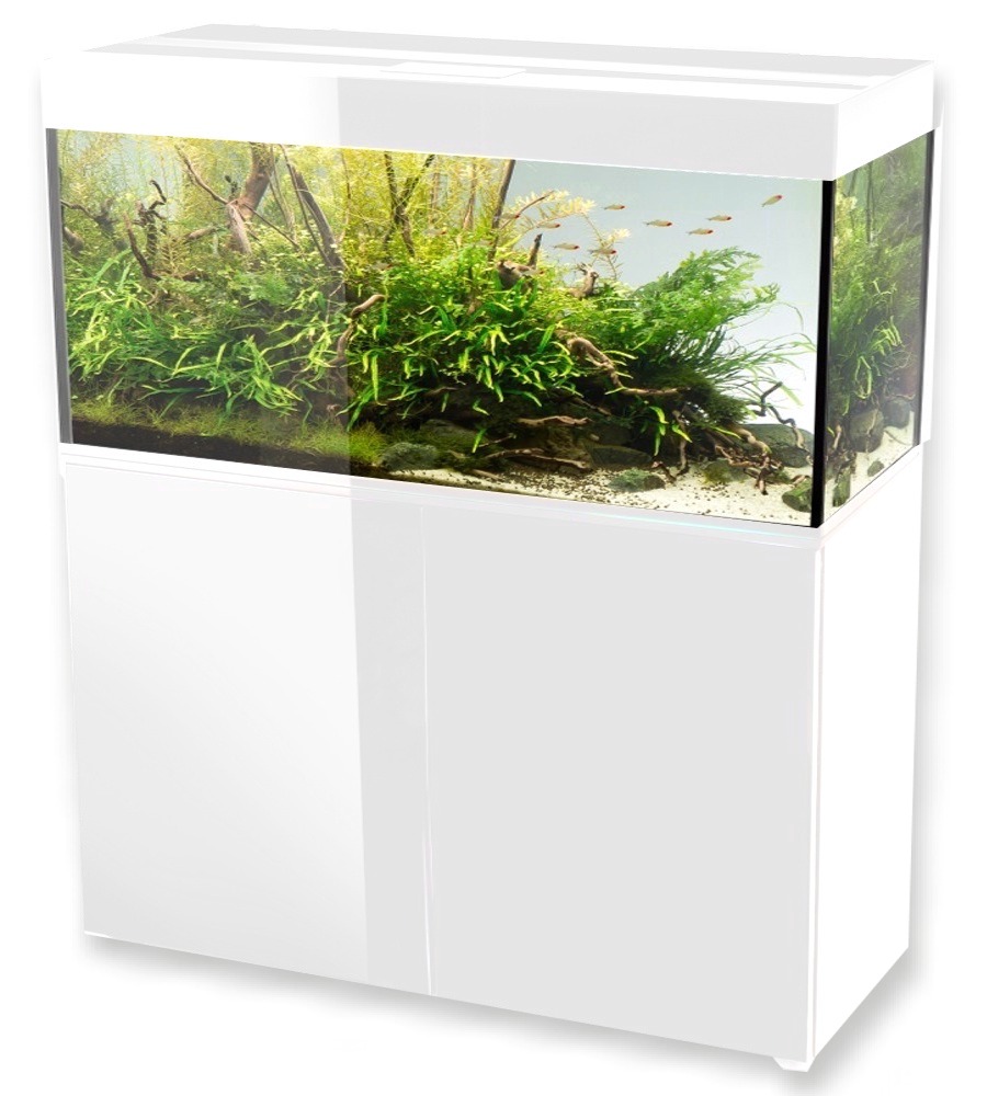 AQUAEL Glossy 120 Blanc laqué Aquarium 120 cm, volume 260 L et éclairage Leds