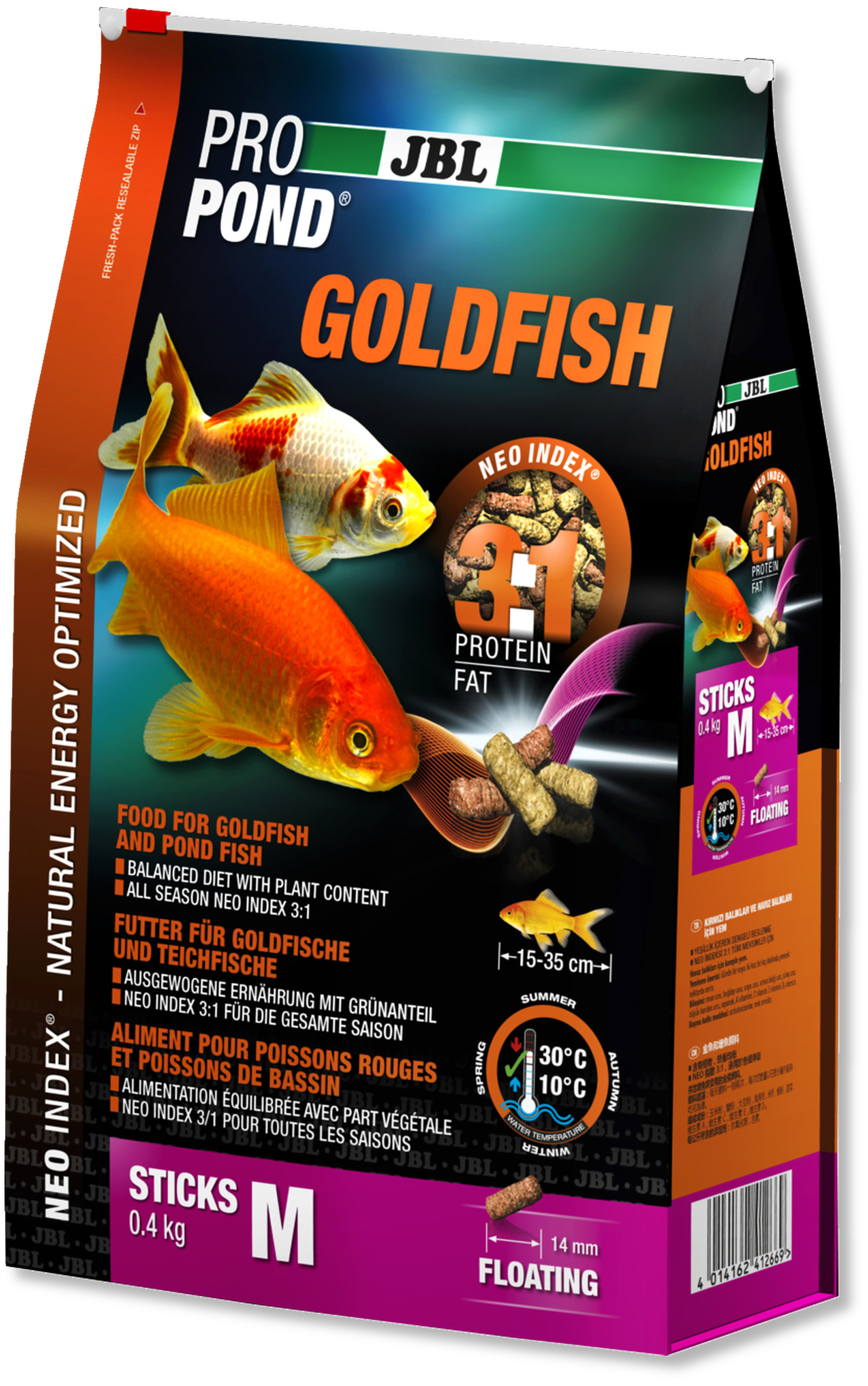 JBL ProPond Goldfish M 0,4 Kg nourriture en bâtonnets pour poissons rouges de 15 à 35 cm