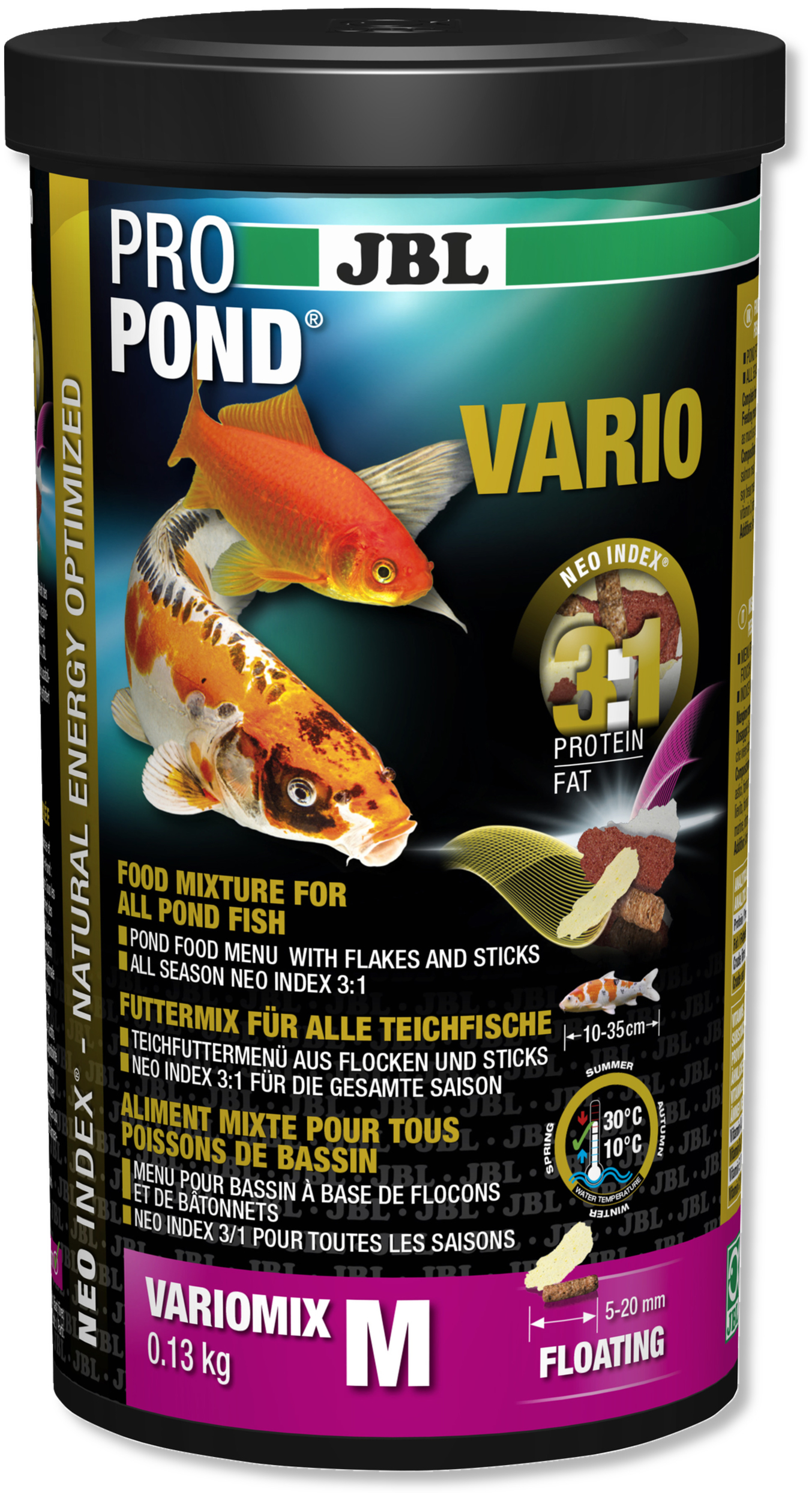 JBL ProPond Vario M 0,13 Kg nourriture avec flocons et bâtonnets pour tous poissons de bassin de 10 à 35 cm