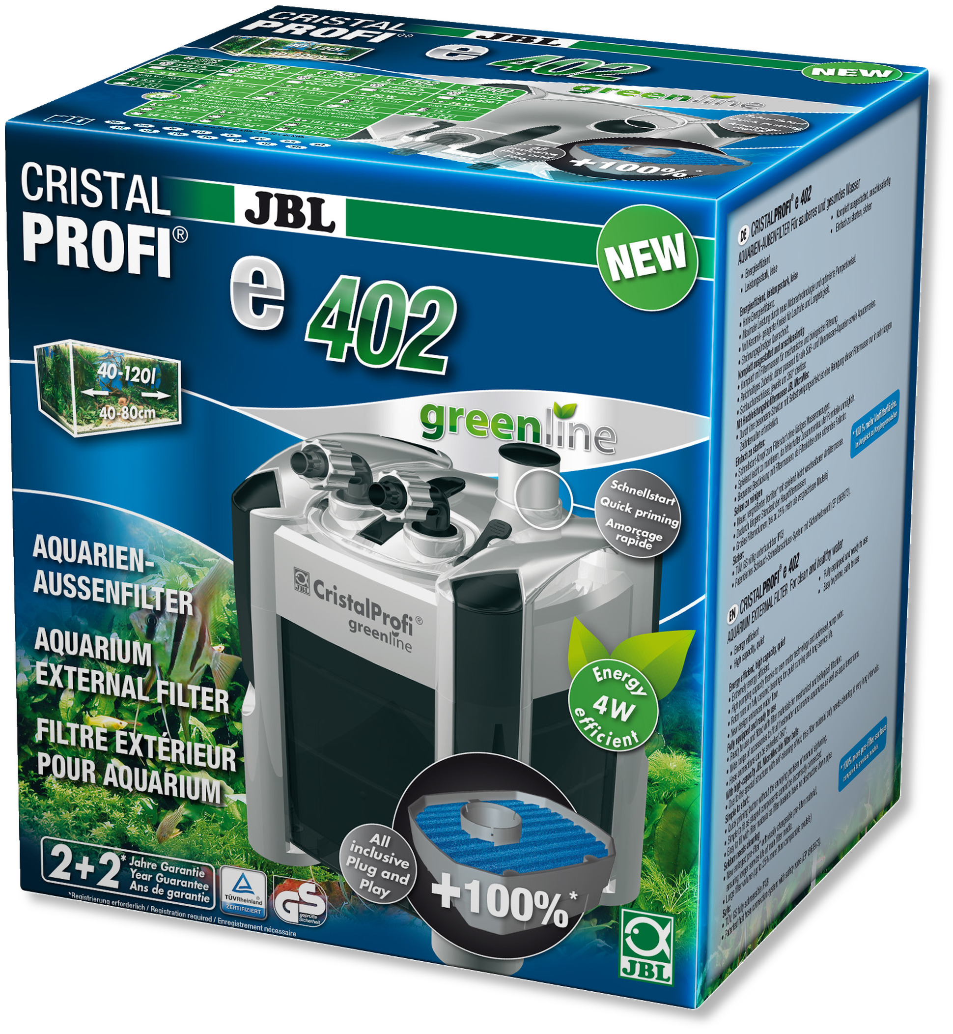 JBL CristalProfi e402 greenline filtre externe pour aquarium de 40 à 120 L