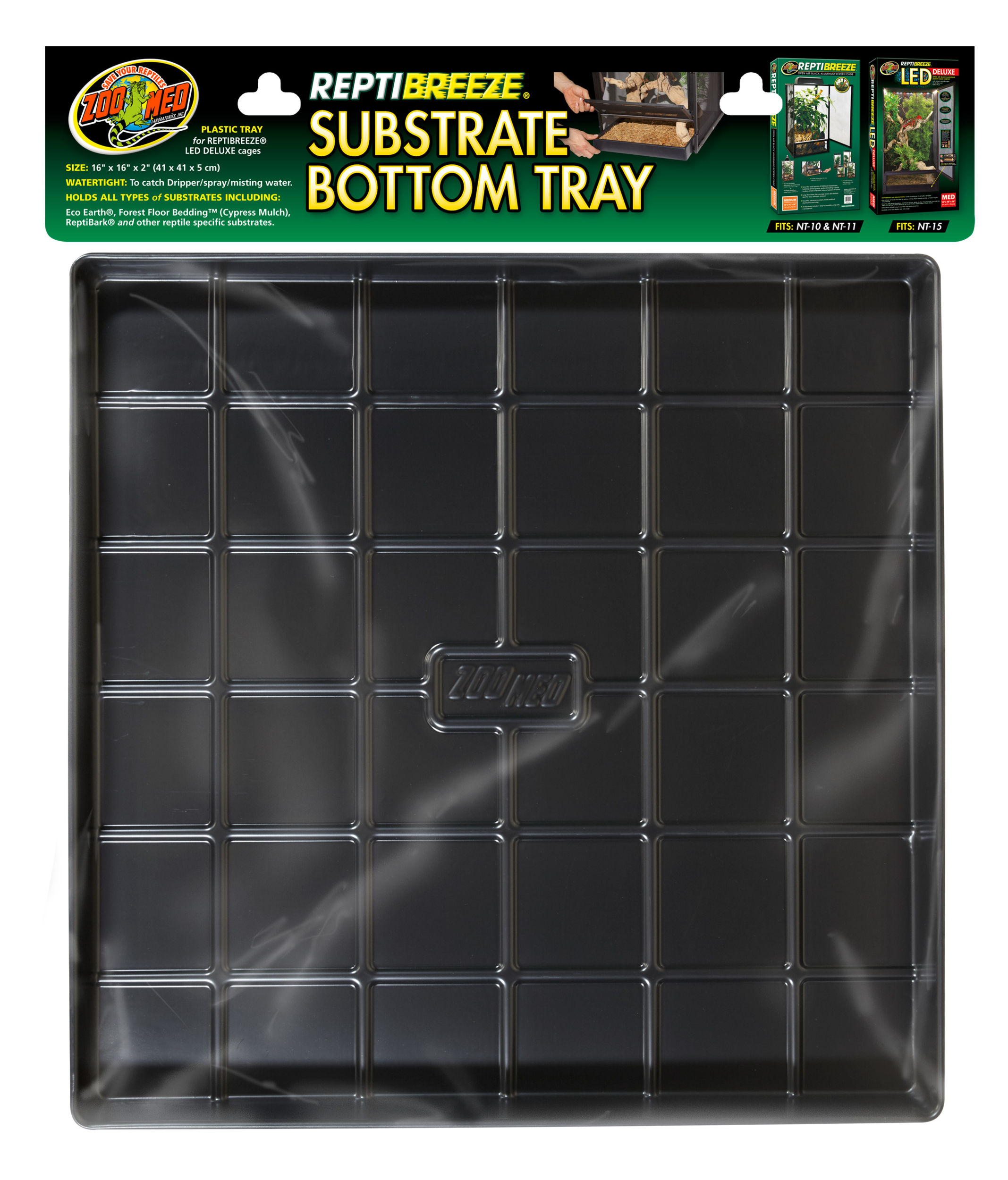 ZOOMED ReptiBreeze NT11T est un bac de fond de 41 x 41 x 5 cm pour terrarium NT11 et NT15 (Deluxe)