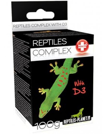 REPTILES PLANET Reptiles Complex avec D3 100 gr. complément alimentaire vitaminé avec 22% de calcium pour lézards, tortues et amphibiens