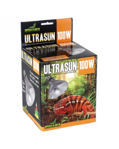 REPTILES PLANET Ultrasun 100W spot d\'éclairage chauffante 10% UV-B et 30% UV-A pour lézards et tortues