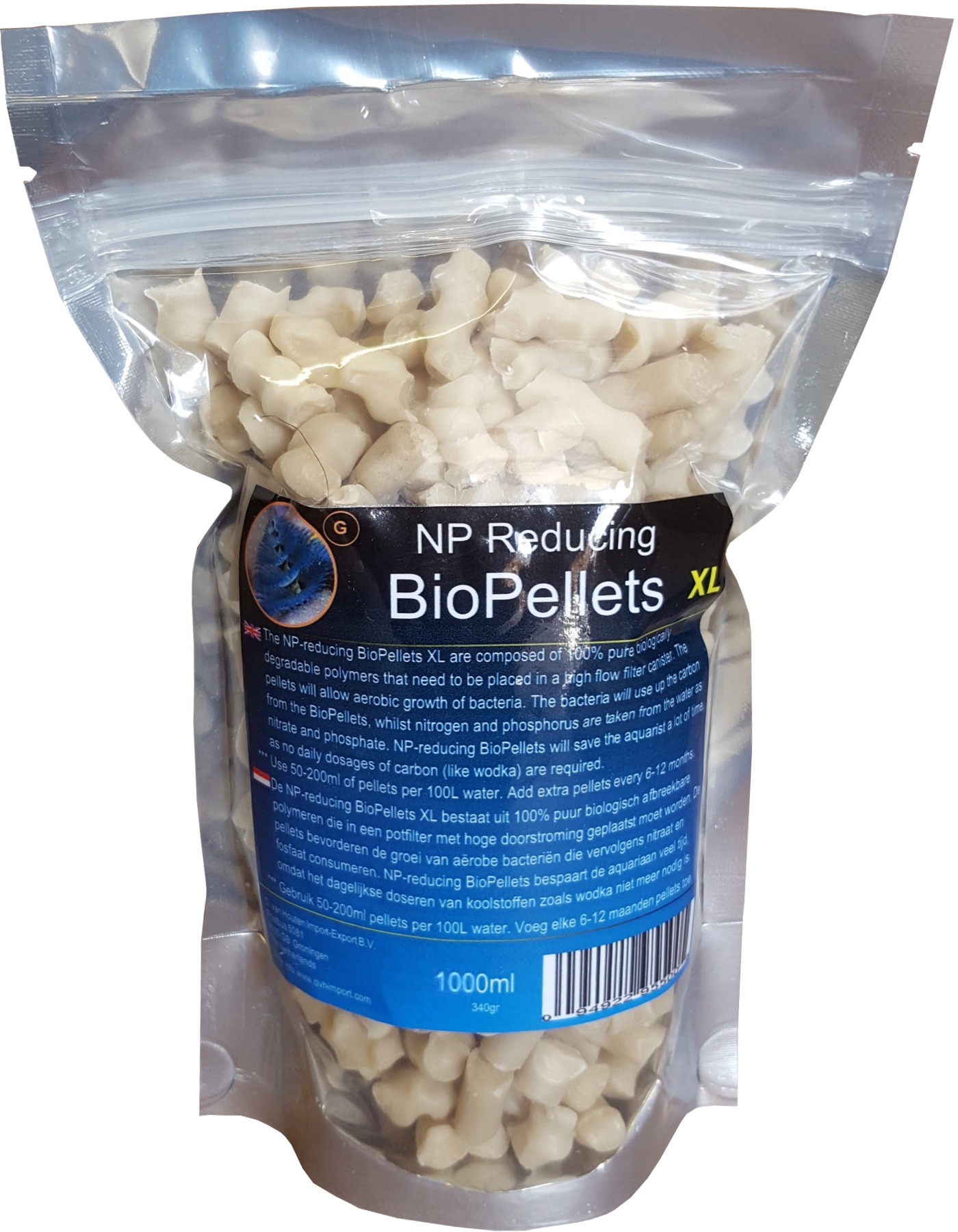 NP Réduction Biopellets XL 1000ml résine anti-nitrate et anti-phosphate pour aquarium marin