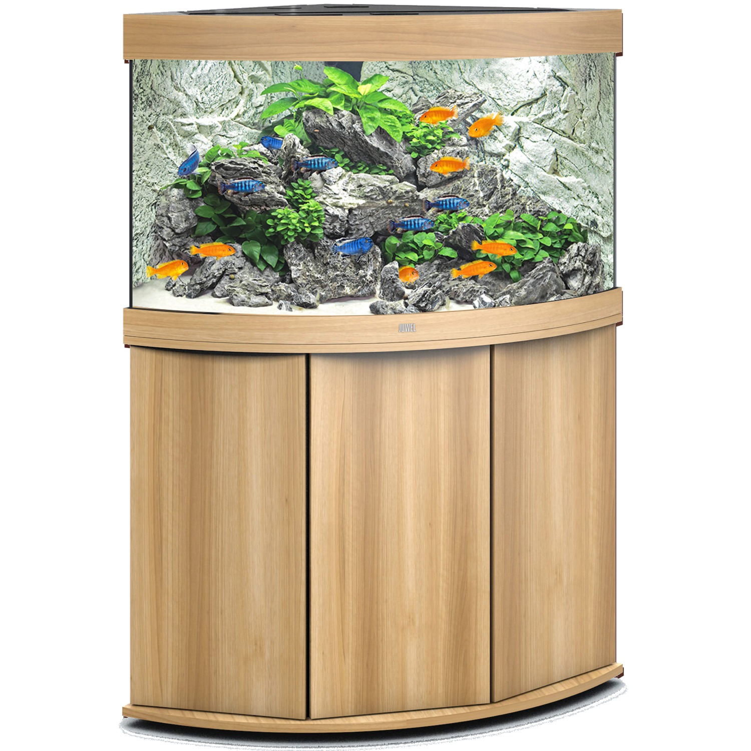 aquarium-angle-juwel-trigon-190-LED-tout-equipe-chene-clair-avec-meuble