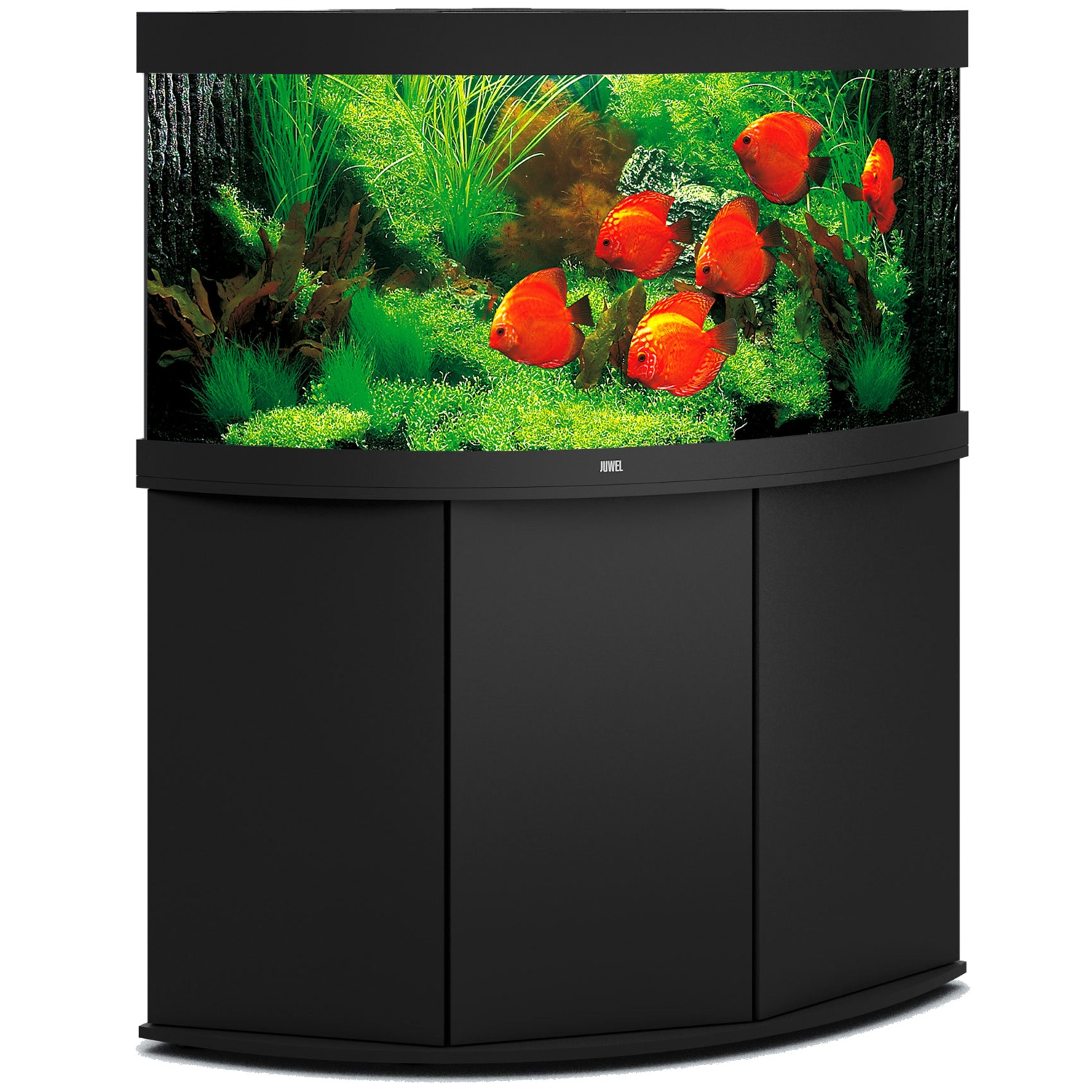 aquarium-angle-juwel-trigon-350-LED-tout-equipe-noir-avec-meuble