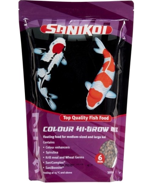 SANIKOI Colour Hi-Grow 3L nourriture protéinée Premium en granulés flottants de 6 mm rehaussant les couleurs des carpes Koi