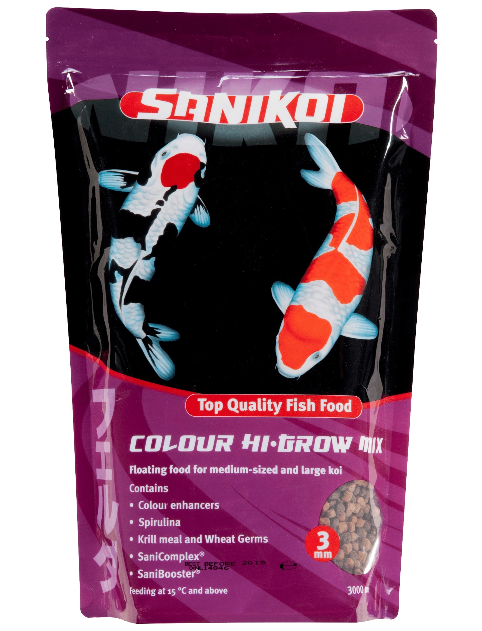 SANIKOI Colour Hi-Grow 3L nourriture protéinée Premium en granulés flottants de 3 mm rehaussant les couleurs des carpes Koi