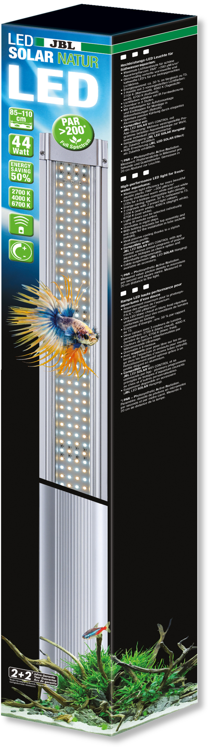 JBL LED Solar Natur 44W rampe aquarium Eau douce de 85 à 110 cm ou remplace tube T5 et T8