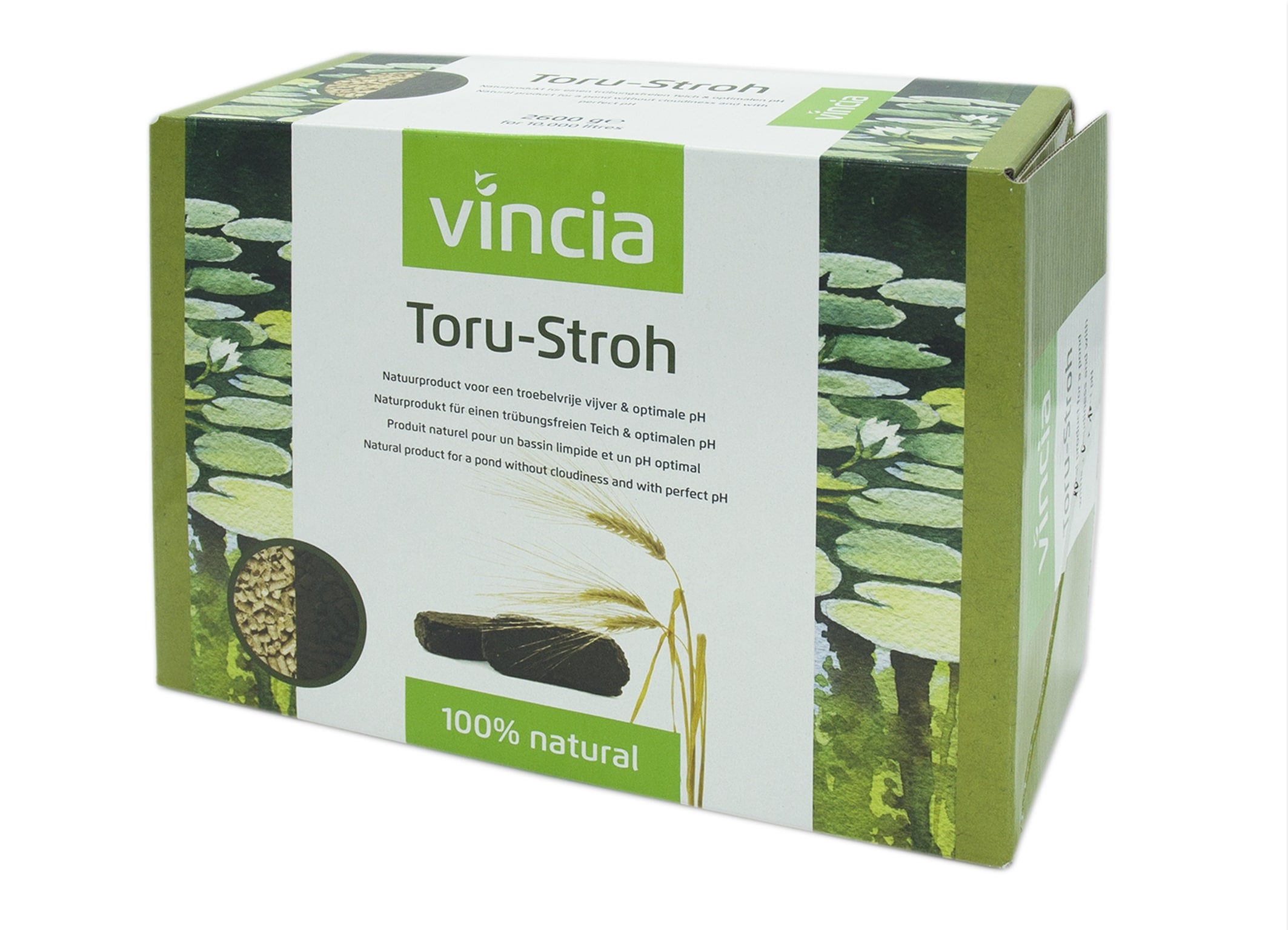 VINCIA Toru-Stroh 2600 gr anti-algues et réducteur de pH 100% naturel pour bassin jusqu\'à 10000 L