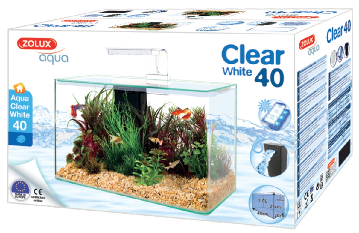 ZOLUX Aqua Clear 40 Blanc aquarium 17 L avec éclairage LEDs et filtre  interne - Aquariums par marques/Aquariums Zolux -  -  Aquariophilie
