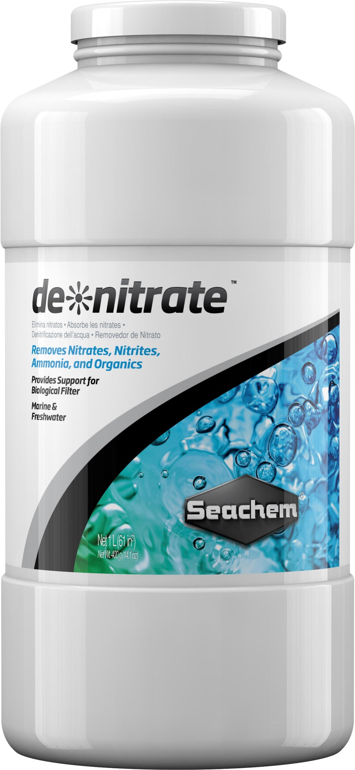 SEACHEM DeNitrate 1 L matériau de filtration pour l\'élimination des nitrates en eau douce et en eau de mer