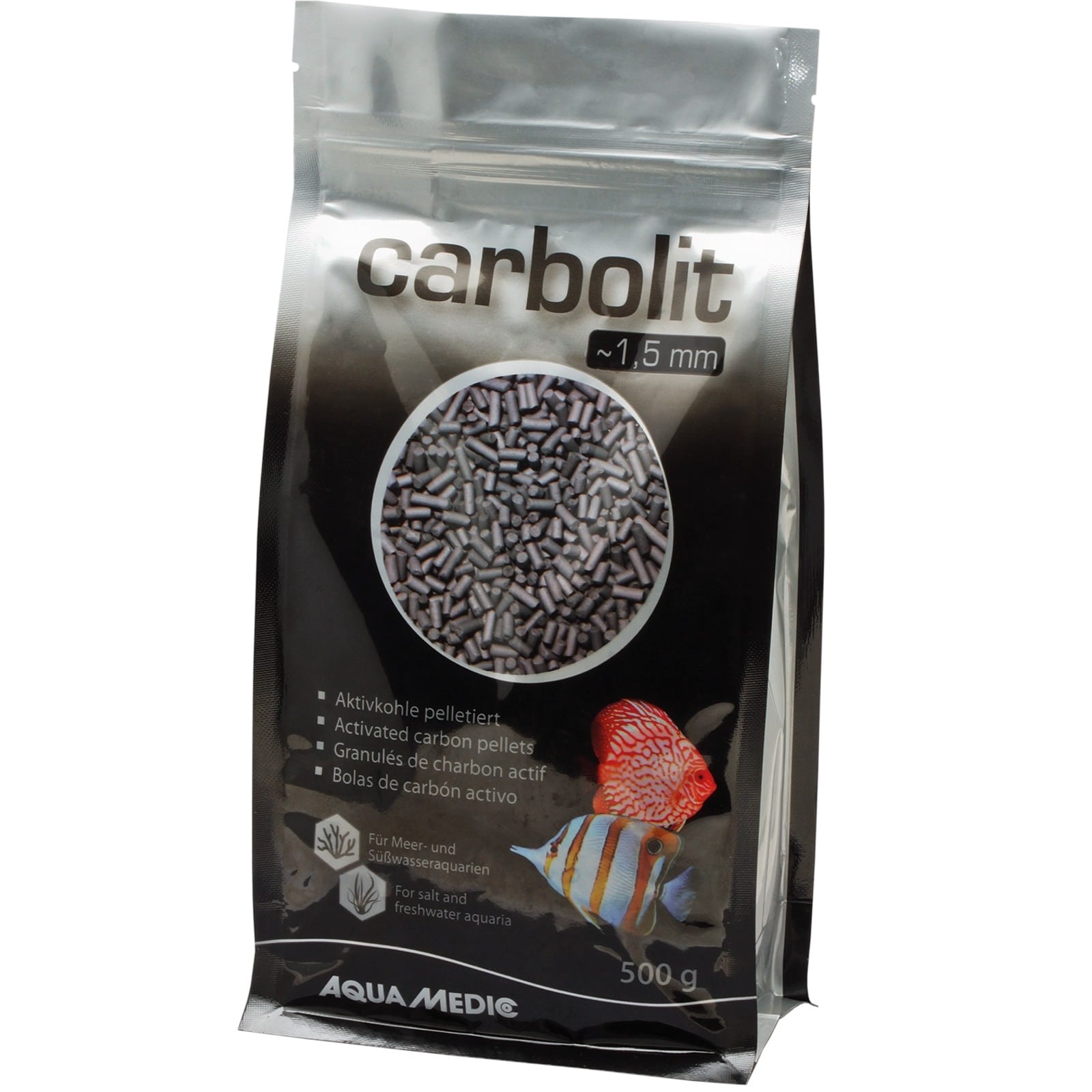 AQUA MEDIC Carbolit 500 gr. granulés de charbon actif diamètre 1,5 mm pour les aquariums d\'eau douce et d\'eau de mer