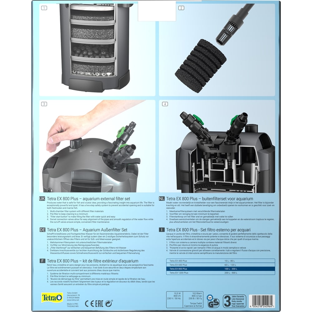 TETRA EX 800 Plus filtre externe 790 L/h pour aquarium de 100 à 300 L ...