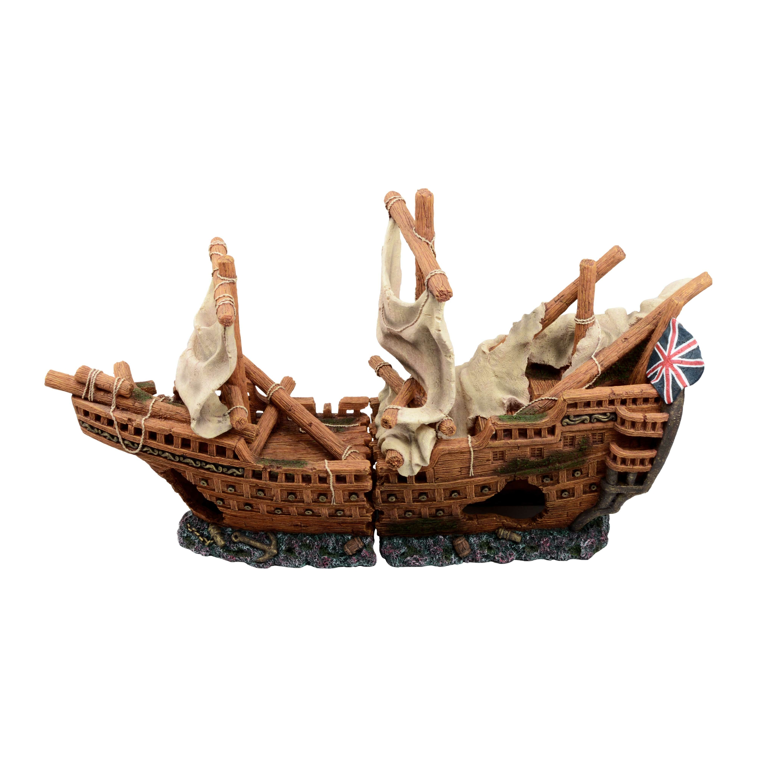 Bateau décoration pour aquarium : 26 cm de long. Pour eau douce