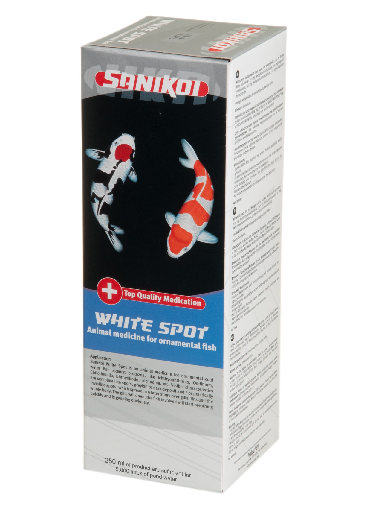 SANIKOI White Spot 250 ml médicament pour poissons de bassin contre les parasites de la peau comme les points blancs (Ichthyo), etc. - Traite jusqu\'à 5000 L