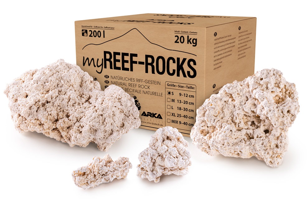 ARKA Reef-Rocks Natural Aragonite 9-12 cm carton de 20 kg de roches céramique haute porosité pour aquarium d\'eau de mer