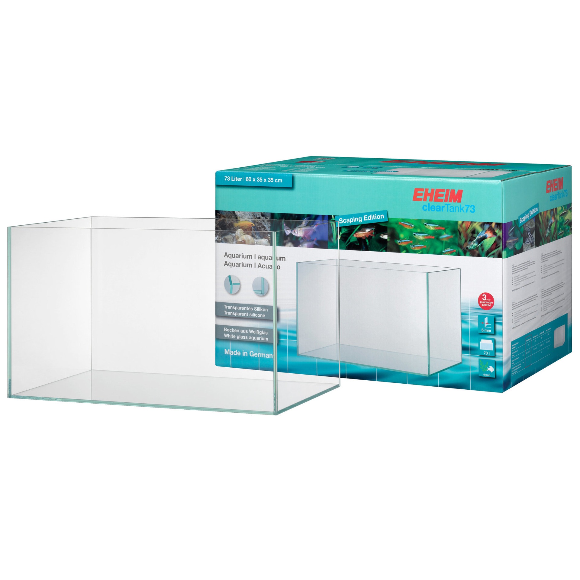 EHEIM ClearTank 73 L cuve d\'aquarium nue sans renforts 60 x 35 x 35 cm et verre Ultra-Clear 5 mm d\'épais