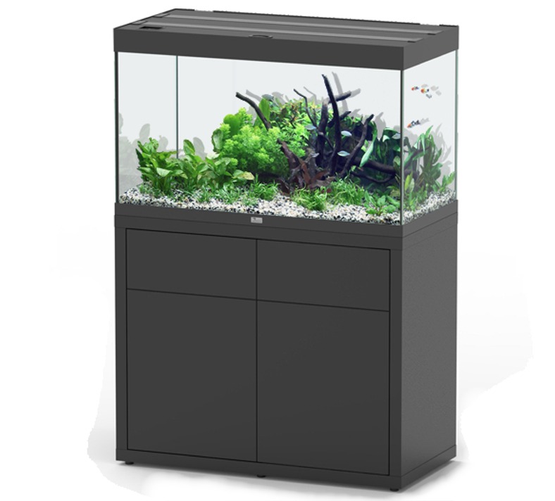 AQUATLANTIS Combinaison Sublime Pro LED 2.0 100 x 50 x 60 cm Noir Haute Brillance aquarium 300 L avec meuble