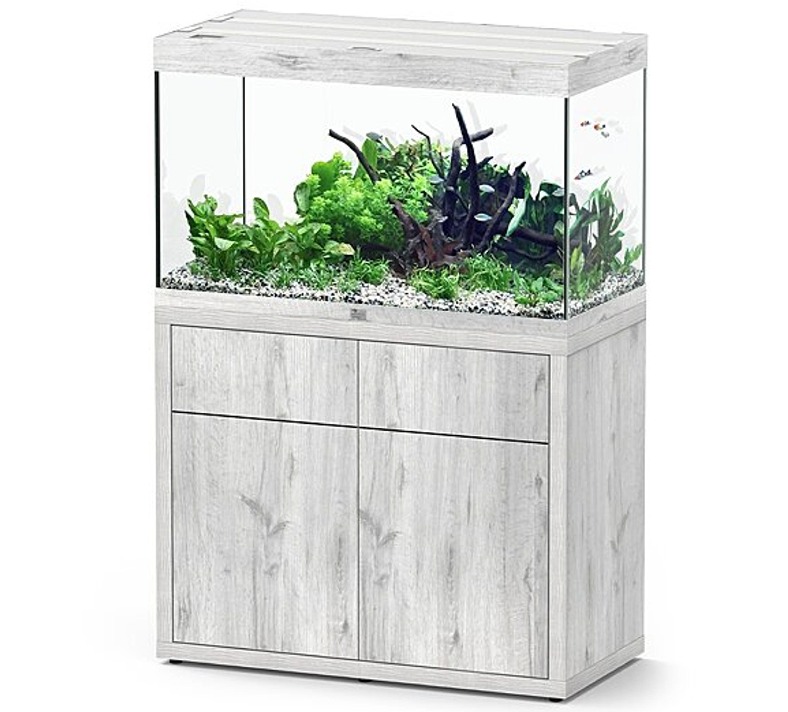 AQUATLANTIS Combinaison Sublime Pro LED 2.0 100 x 50 x 60 cm Chêne Blanc aquarium 300 L avec meuble