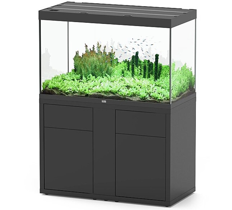 AQUATLANTIS Combinaison Sublime Pro LED 2.0 120 x 60 x 75 cm Noir Haute Brillance aquarium 517 L avec meuble