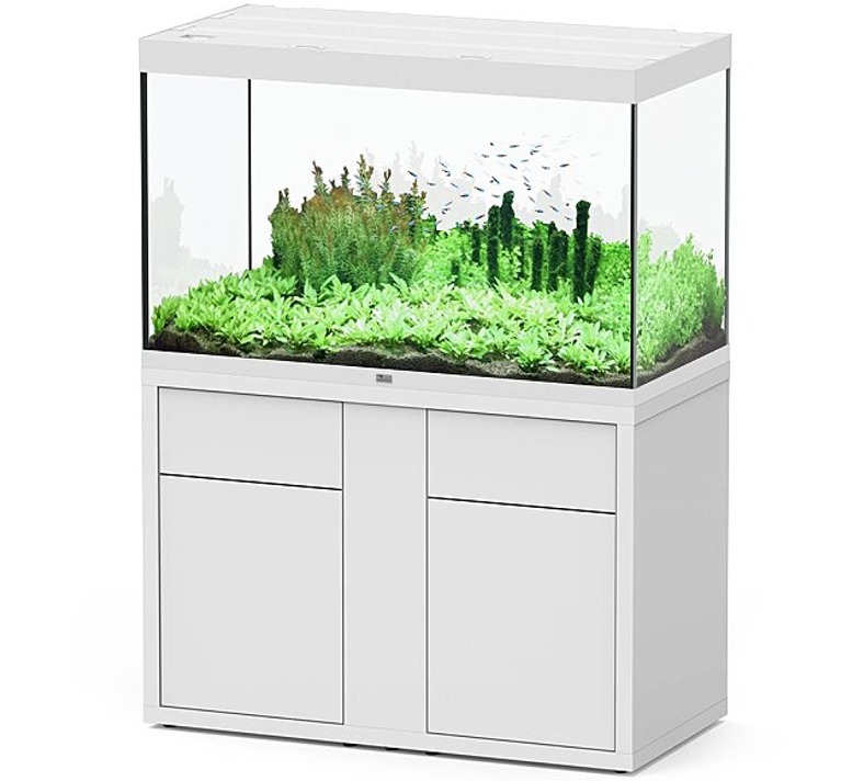 AQUATLANTIS Combinaison Sublime Pro LED 2.0 120 x 60 x 75 cm Blanc Haute Brillance aquarium 517 L avec meuble