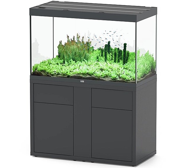 AQUATLANTIS Combinaison Sublime Pro LED 2.0 120 x 60 x 75 cm Gris Anthracite Brillant aquarium 517 L avec meuble