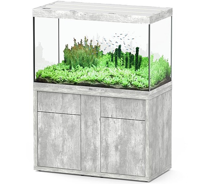 AQUATLANTIS Combinaison Sublime Pro LED 2.0 120 x 60 x 75 cm Béton aquarium 517 L avec meuble