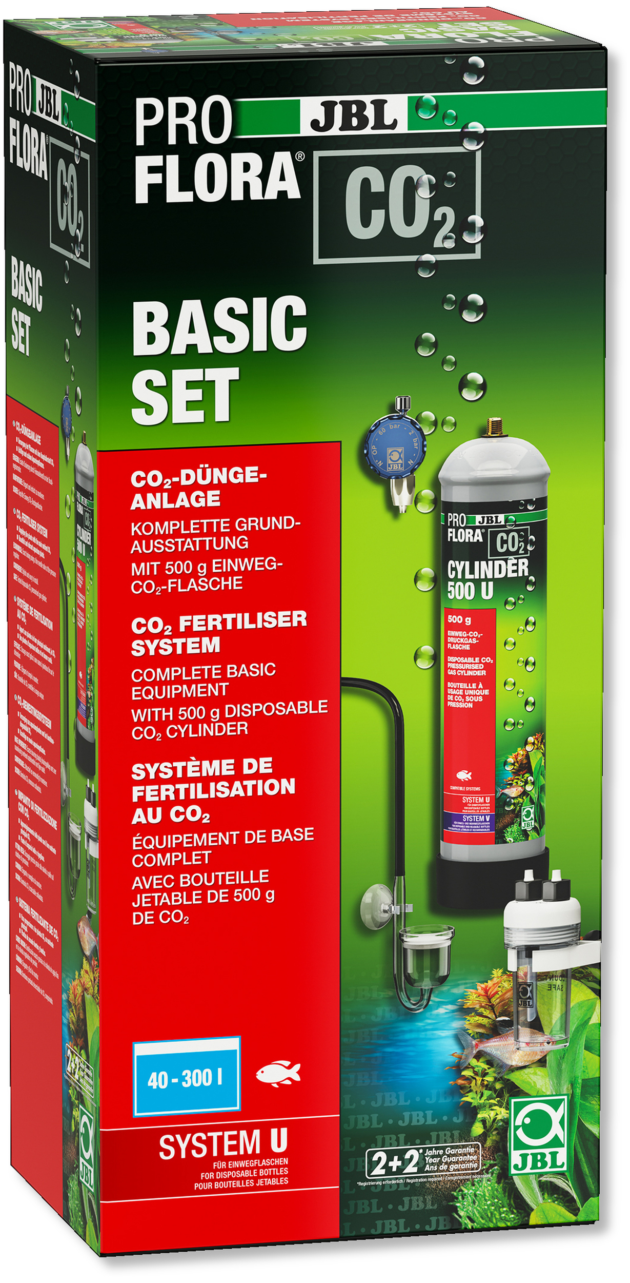 JBL ProFlora CO2 Basic Set U kit CO2 avec bouteille jetable 500 gr. pour aquarium de 40 à 300L