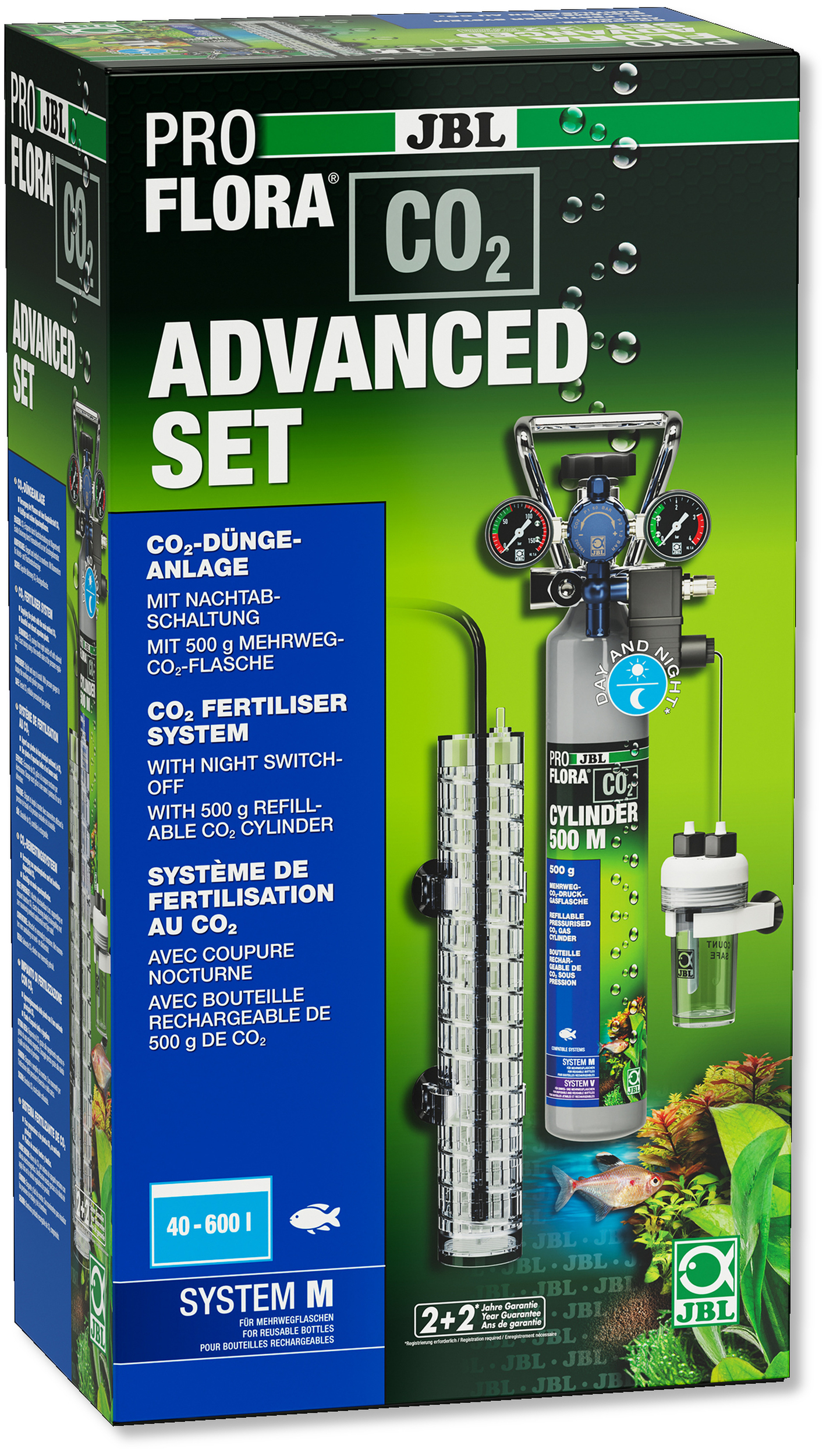 JBL ProFlora CO2 Advanced Set M kit CO2 avec bouteille rechargeable 500 gr. et électrovanne pour aquarium de 40 à 600L