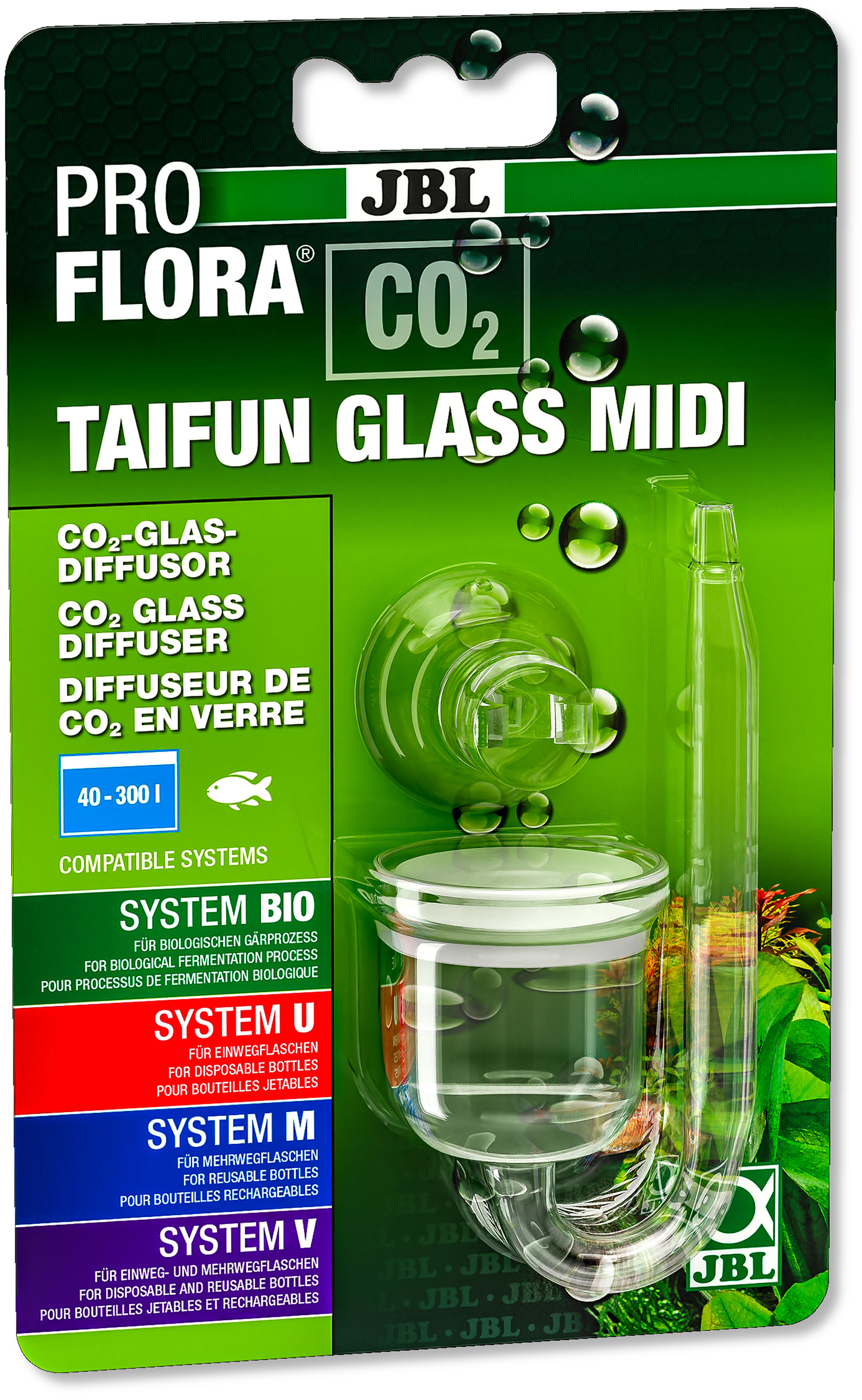 JBL Proflora CO2 Taifun Glass Midi mini-diffuseur de CO2 haute perfomance pour aquarium de 40 à 300 L
