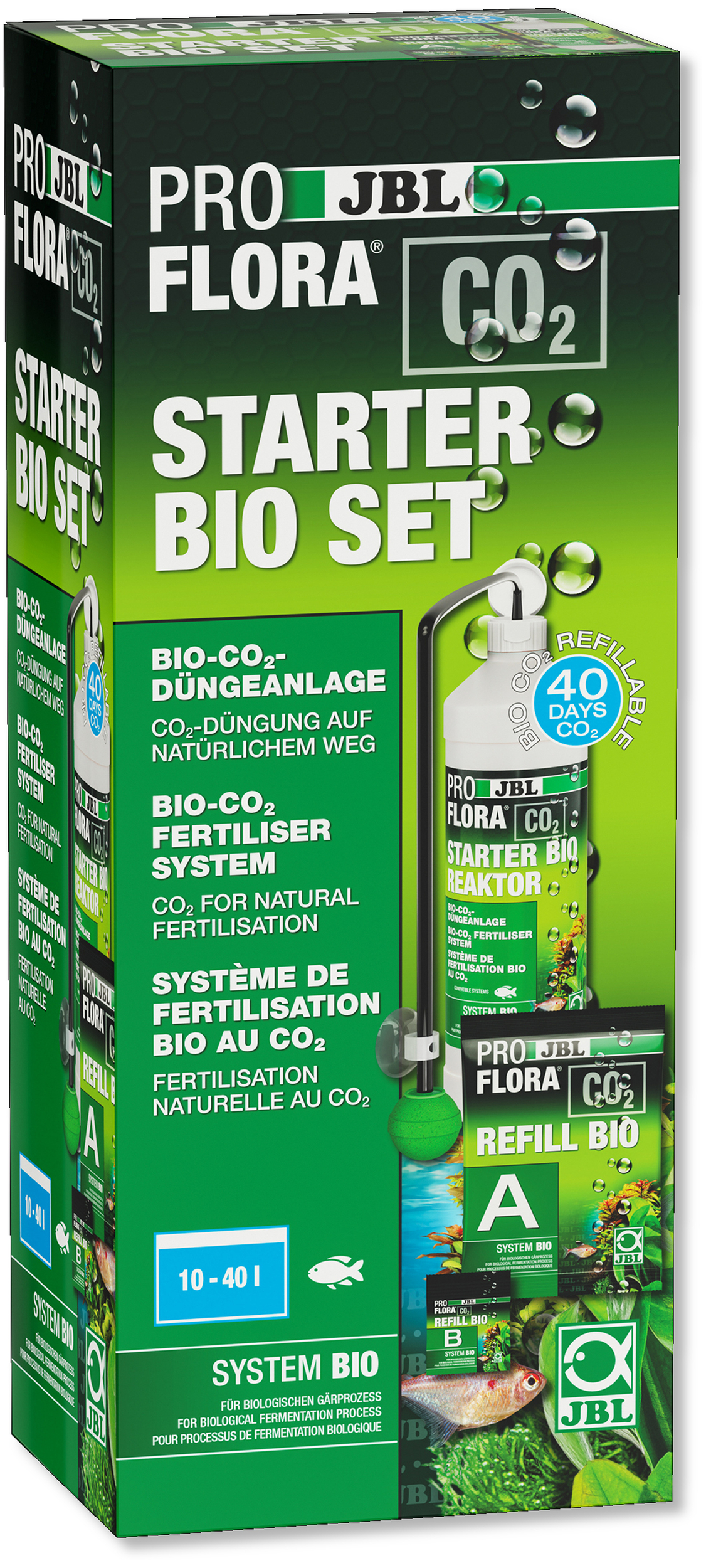 JBL ProFlora CO2 Starter Bio Set kit fertilisation au bio-CO2 avec diffuseur extensible pour aquarium de 10 à 40 L