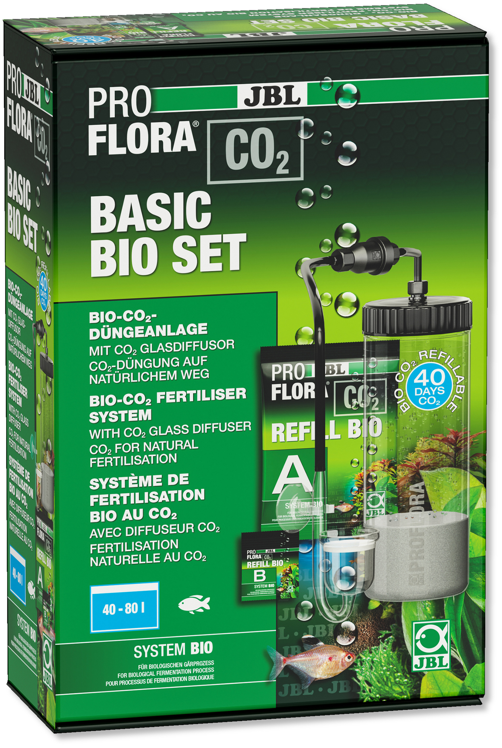 JBL ProFlora CO2 Basic Bio Set kit fertilisation au bio-CO2 avec diffuseur extensible pour aquarium de 40 à 80 L